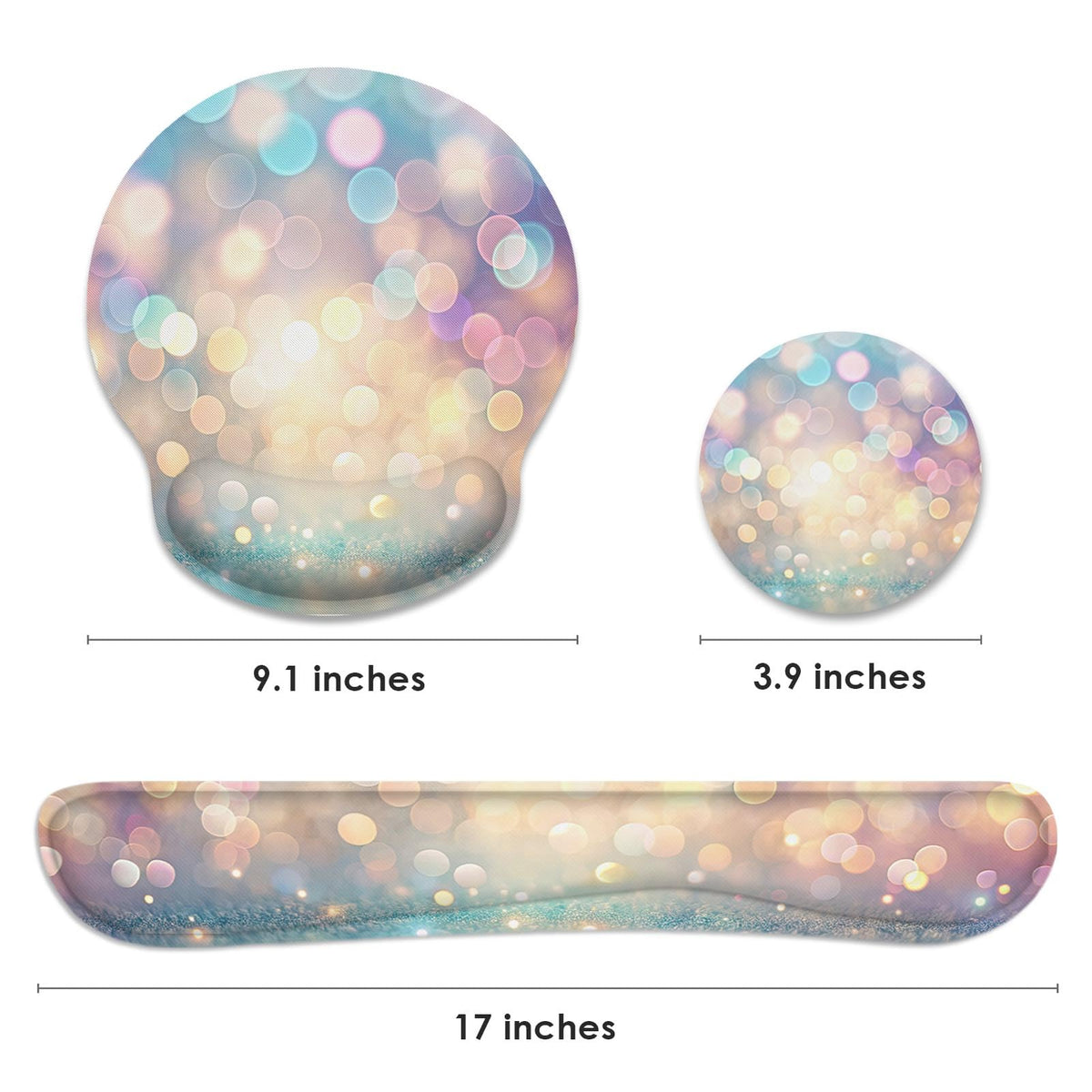 Britimes Ergonomic Mouse Pad Set with Wrist Rest, Glitter Gold