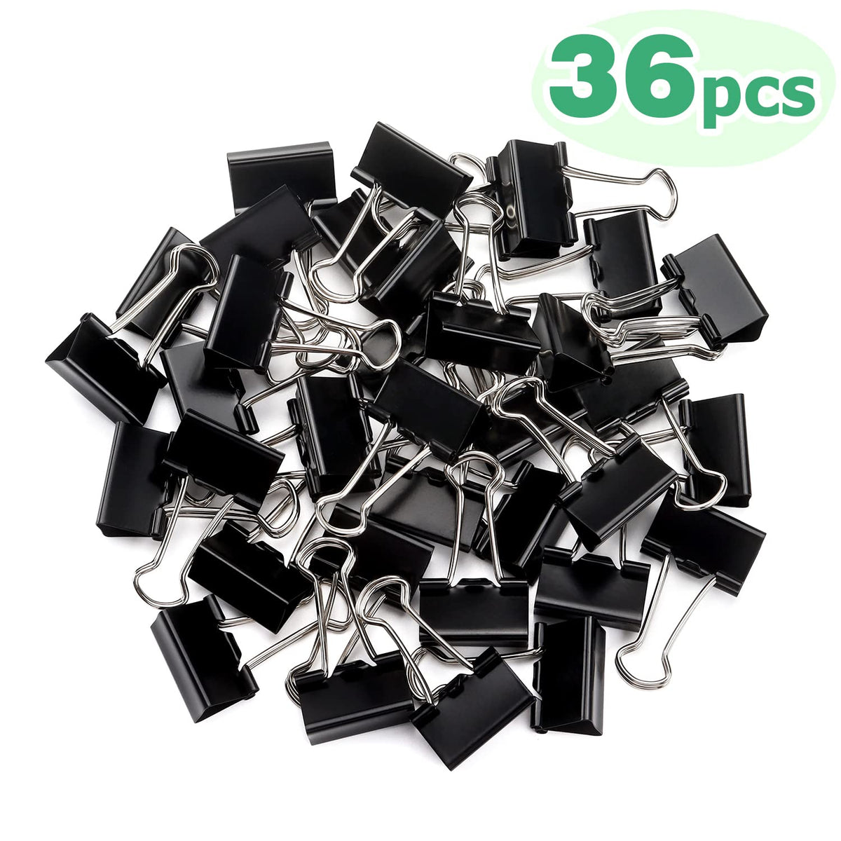 ZZTX 36 Pack Binder Clips 1.0 Inches Black