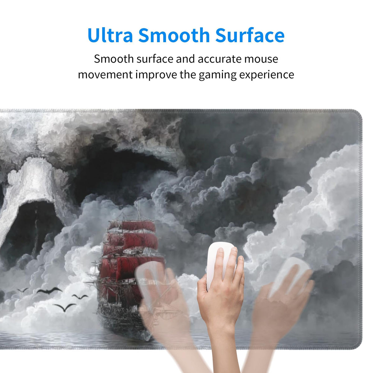 Skull Sea Boat Mouse Pad Extended Large Gaming Mouse Pad XL Stitched Edges for Gamer Home Office