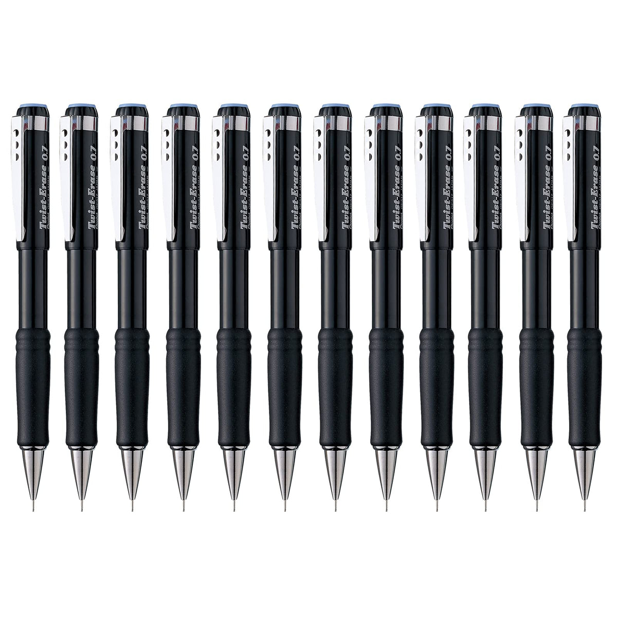 Pentel Twist-Erase III Mechanical Pencil, (0.7mm), Black Barrel, 12 Pack (QE517A)