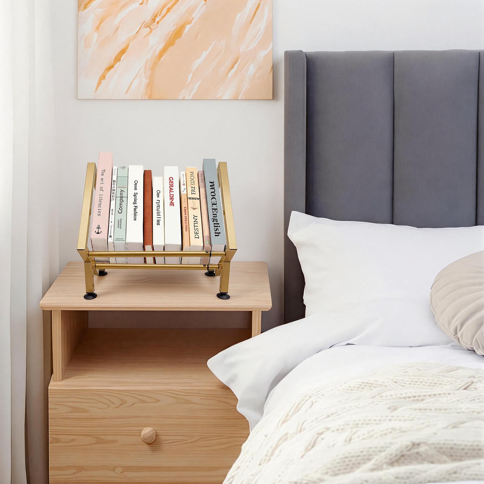 Expandable Desktop Bookshelf Organizer, Small Tabletop Book Storage Rack, Portable Mini Bookcase