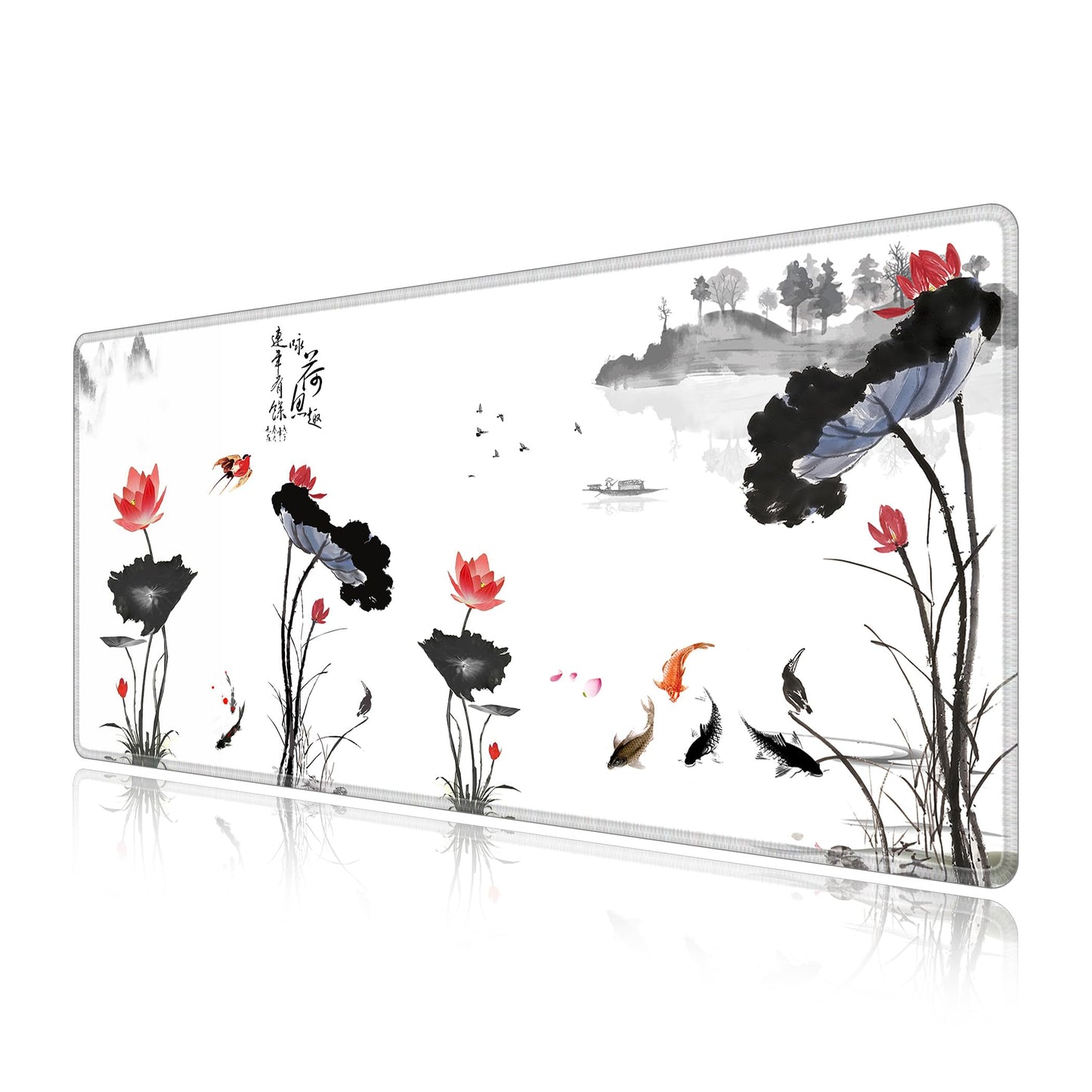 LL-COEUR XXL Landscape Gaming Mouse Pad Computer Keyboard Mat Office Desk Pad (Lotus, 27.5" x 11.8"