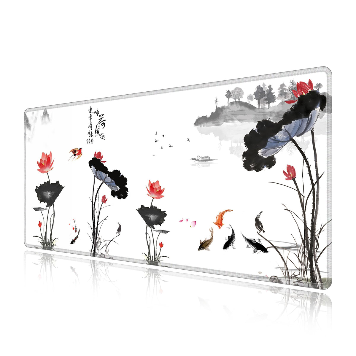 LL-COEUR XXL Landscape Gaming Mouse Pad Computer Keyboard Mat Office Desk Pad (Lotus, 27.5" x 11.8"