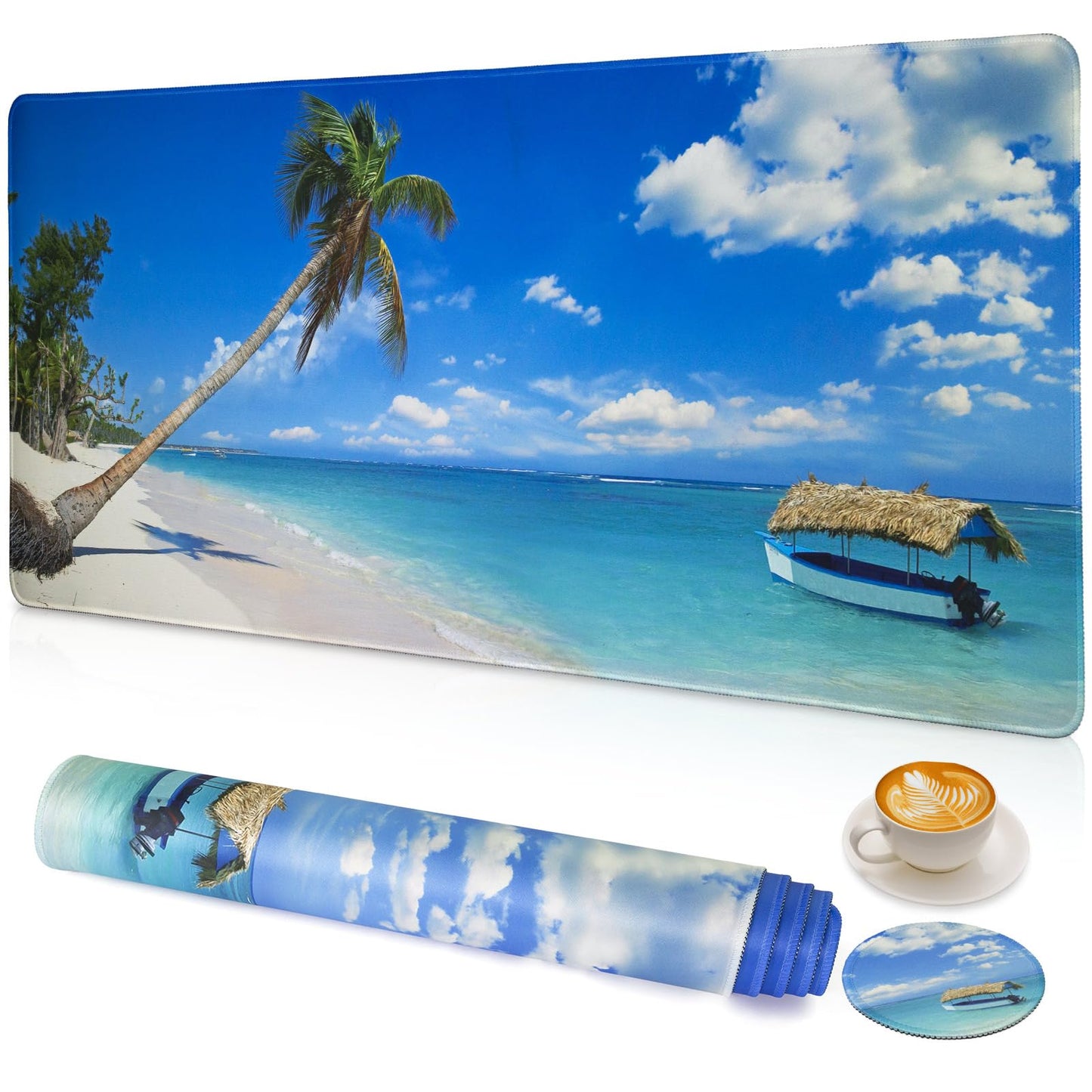 Large Gaming Mouse Pad with Coaster,Desk Matt for Desktop,Desk Mat-Sea