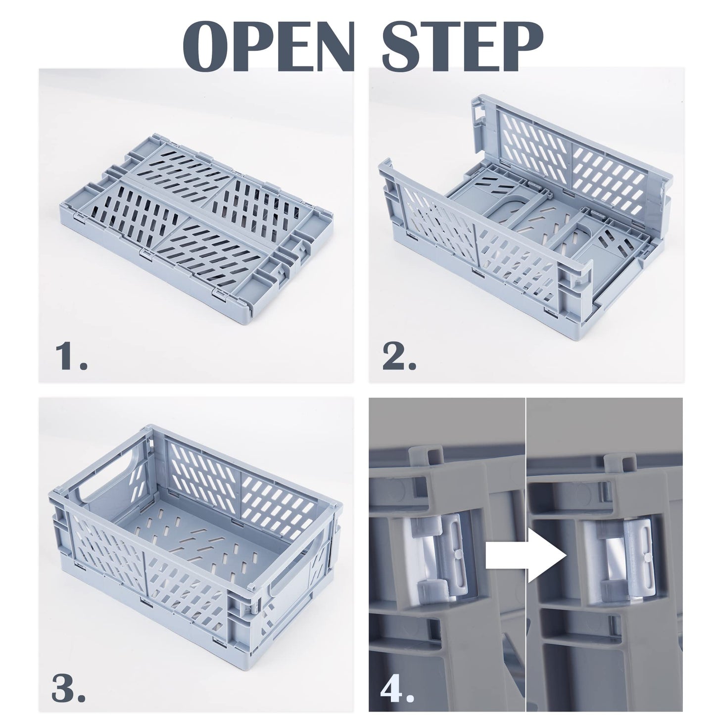 Xuanmuque 5-Pack Collapsible Plastic Storage Baskets for Organizing with Handle, Crate Bin for Desk