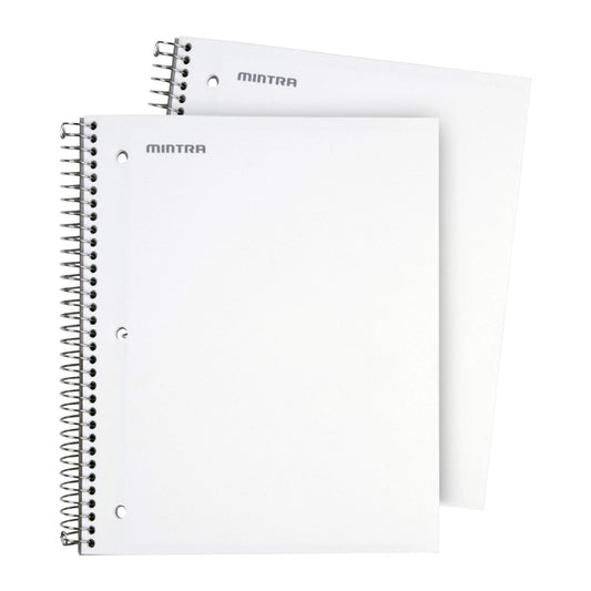 Mintra Office Durable Spiral Notebooks, 3 Subject (White, Wide Ruled 2pk)