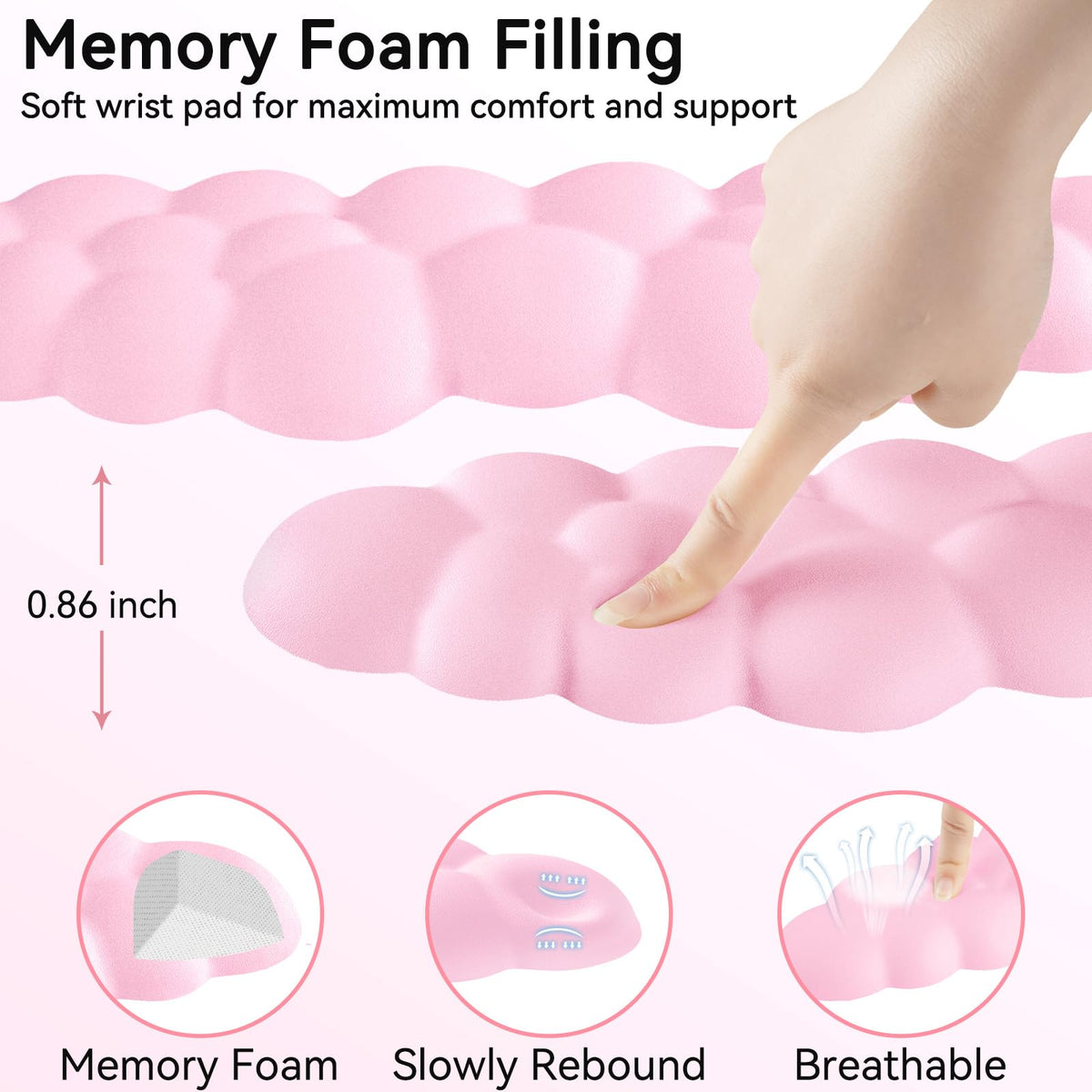 Sushret Cloud Wrist Rest for Computer Keyboard and Mouse Pad Set, Pink