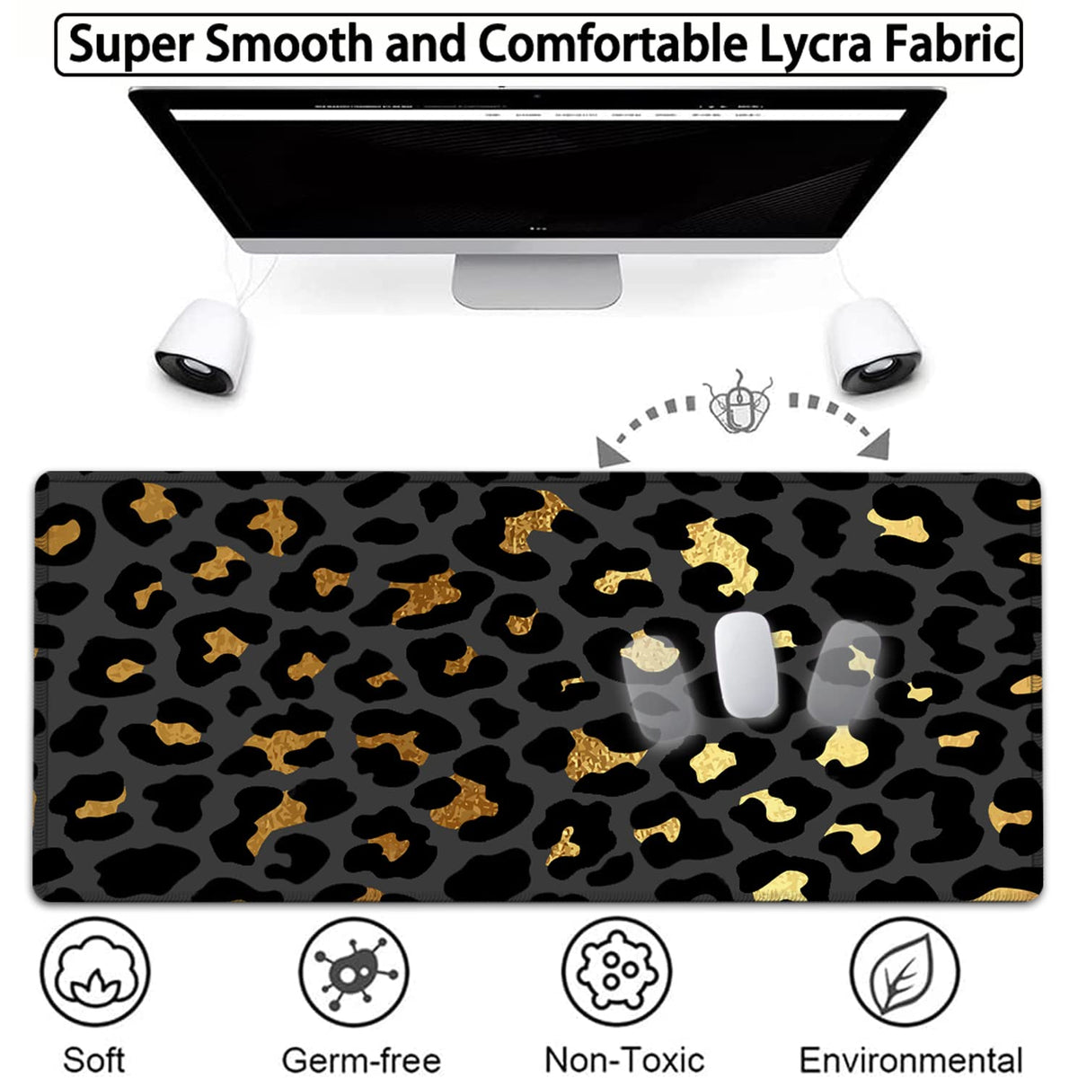 Large Gaming Mouse Pad,31.5x11.8 in Extended Computer Mouse Mat with Non-Slip PU Base, Ergonomic