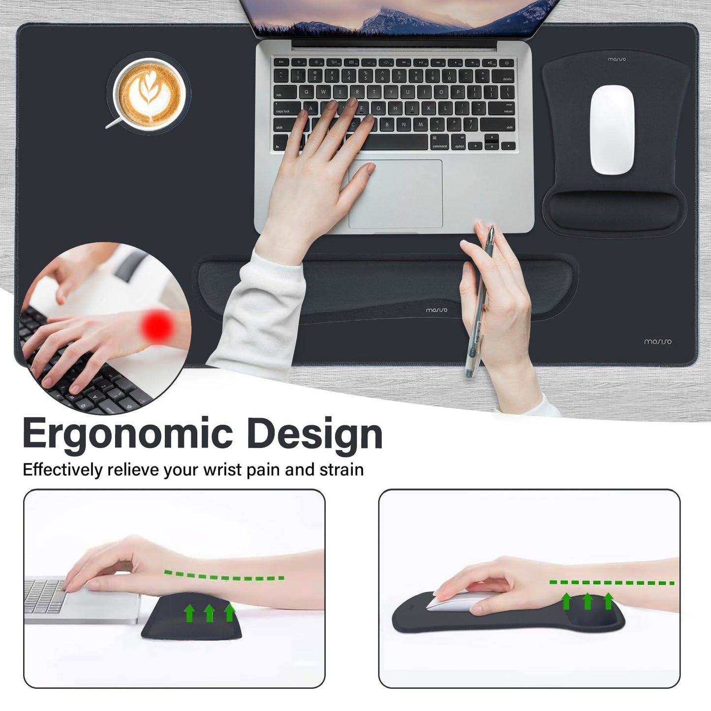 MOSISO Keyboard Mouse Pad Set, Large Gaming Mousepad&Keyboard Wrist Rest