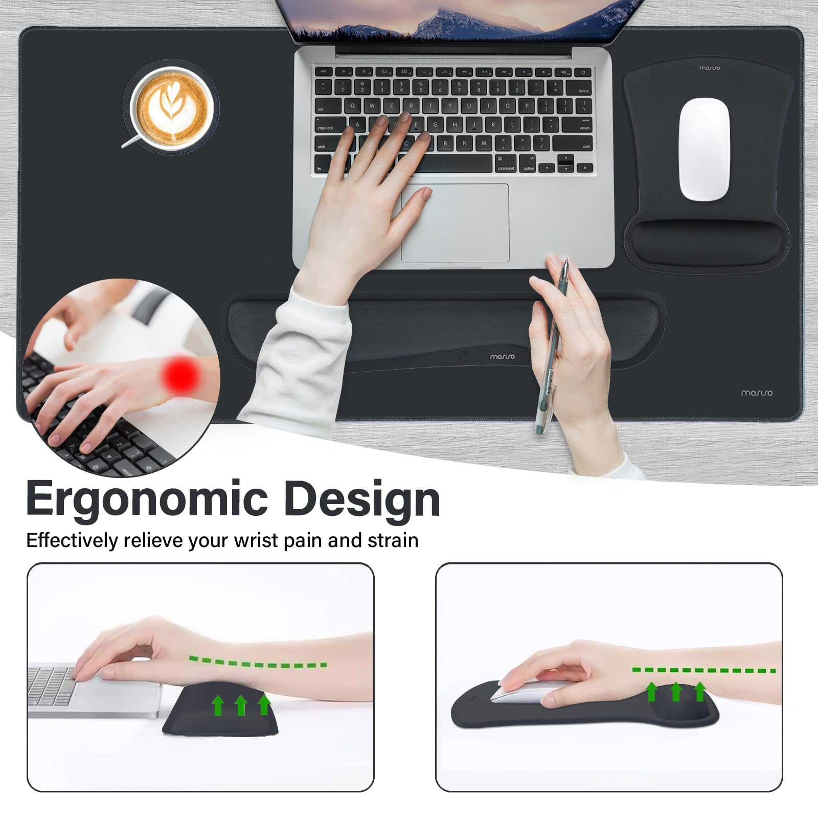 MOSISO Keyboard Mouse Pad Set, Large Gaming Mousepad&Keyboard Wrist Rest