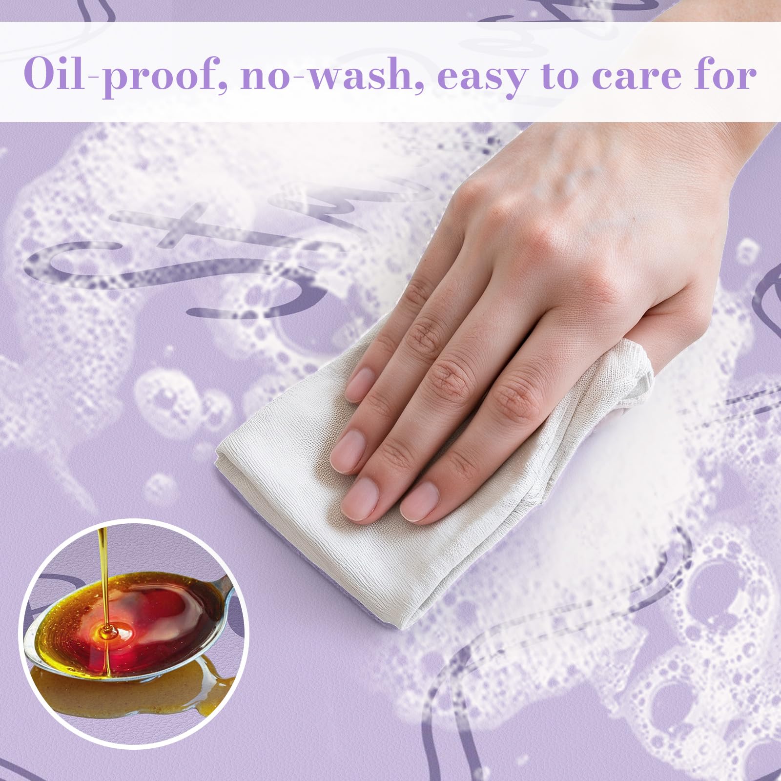 iCasso Purple Office Decor for Women, Scalloped Desk Cover Mat, Large Mouse Pad, Leather Waterproof