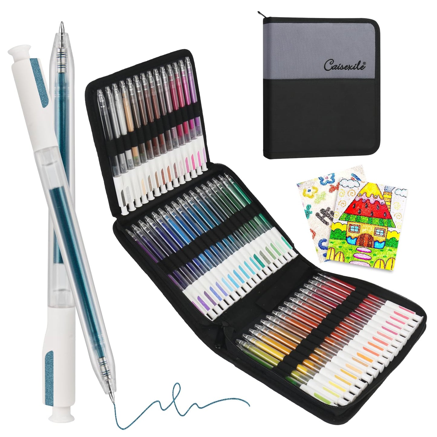 CAISEXILE 48 Retractable Glitter Gel Pens for Art Journals