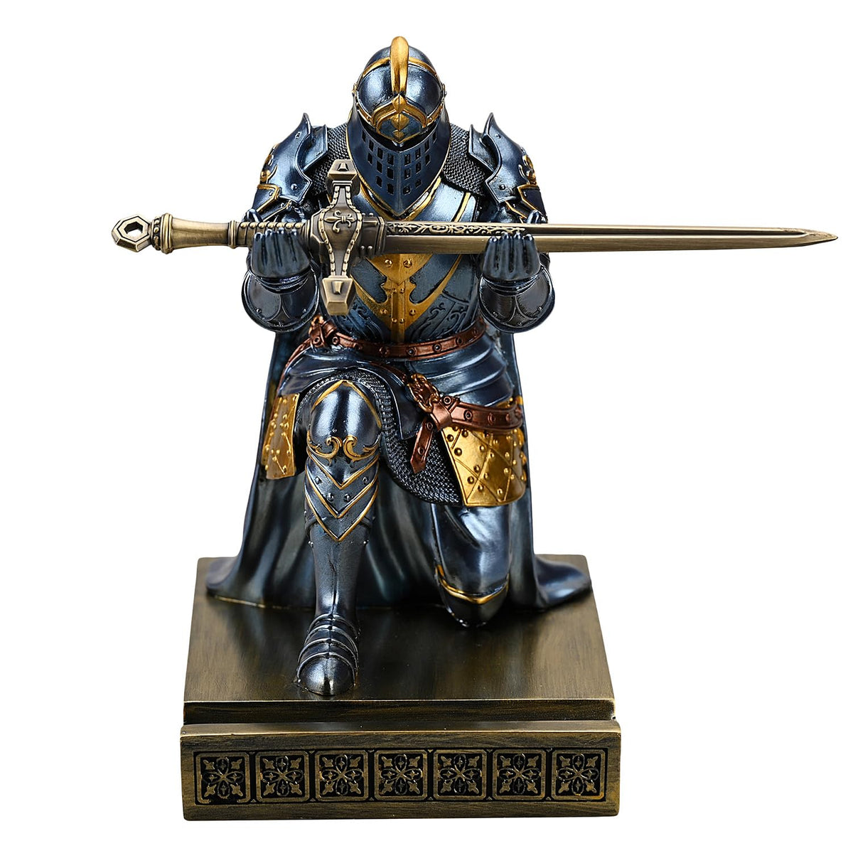 Knight Pen Holder Desk Organizer Office Decor Letter Opener for Desk Blue
