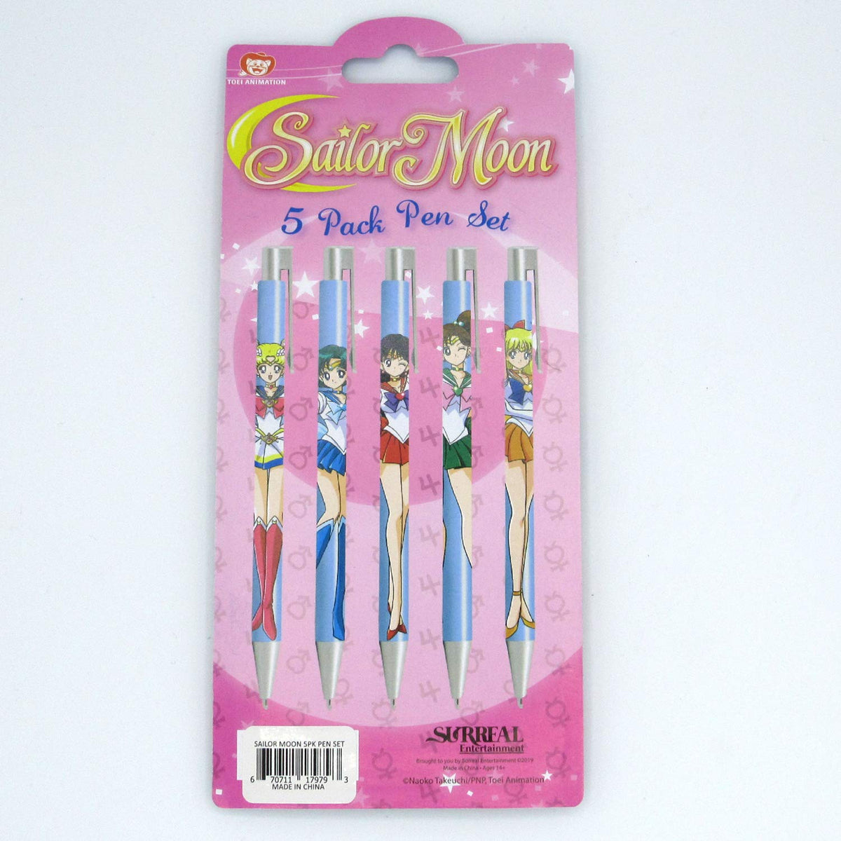 Sailor Moon Pen Set Featuring Mercury, Mars, Jupiter, Venus and Moon - Set of Five