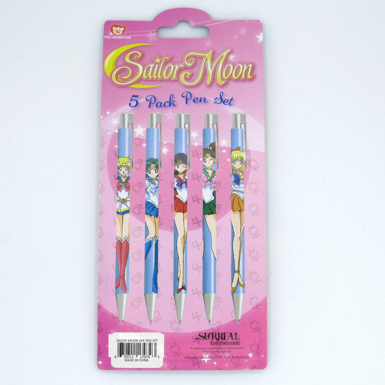 Sailor Moon Pen Set Featuring Mercury, Mars, Jupiter, Venus and Moon - Set of Five