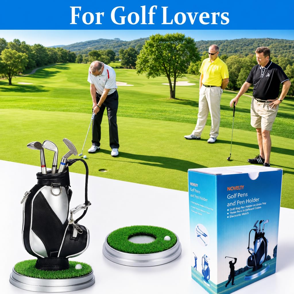 Funny Golf Pen Holder, Home Office Desk Decor Accessory for Golfers