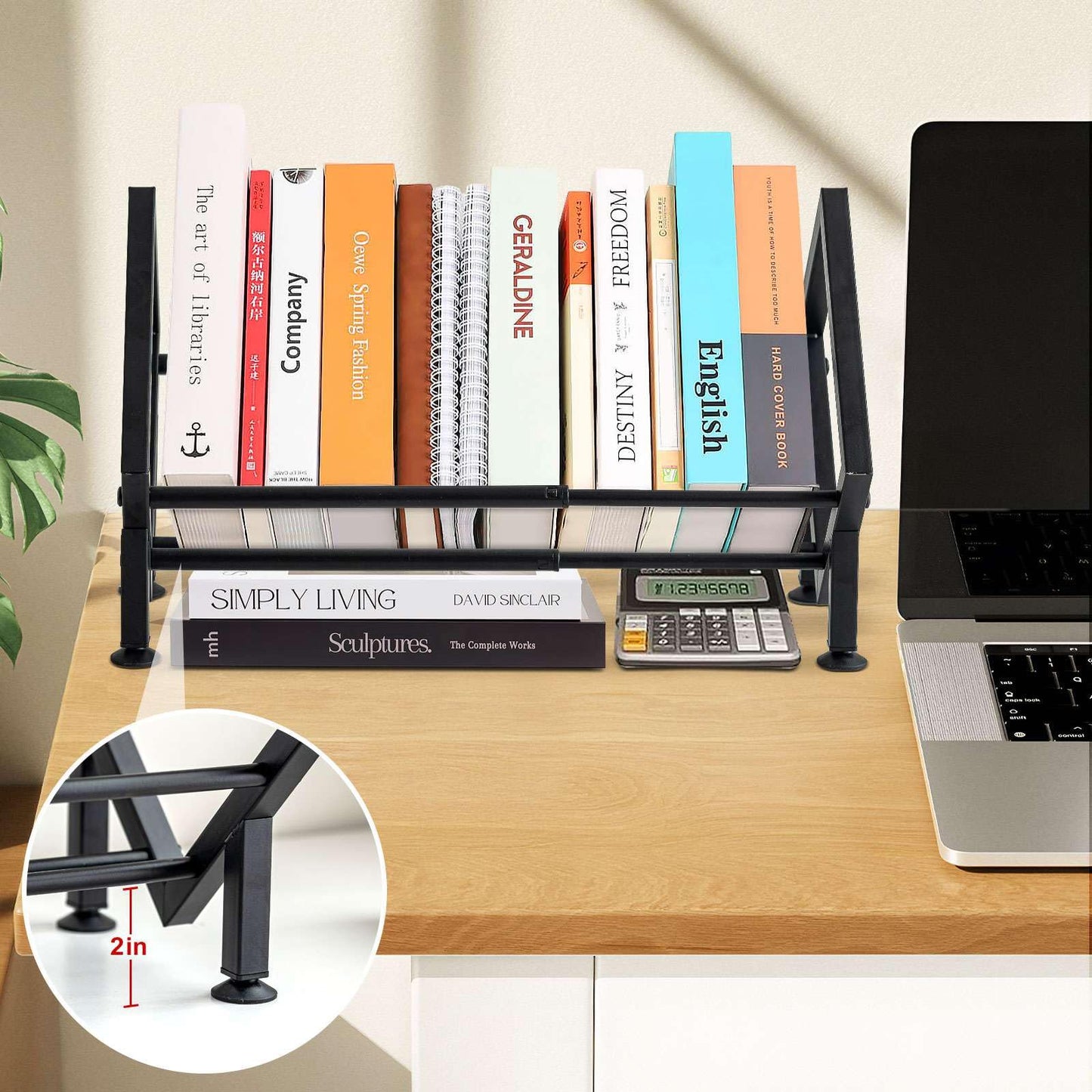 Adjustable Desktop Bookshelf for Desk Book Organizer, Tilting Tabletop Bookshelf in Office
