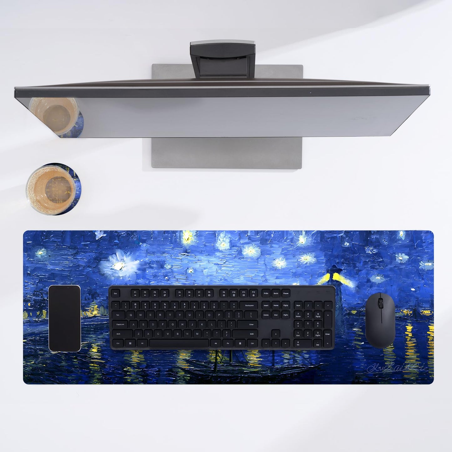 KuZaiALi Art Painting Mouse Pad (Bouns: Coaster+Bag) 31.5x11.8-inch 3mm Thick Large Extended Game