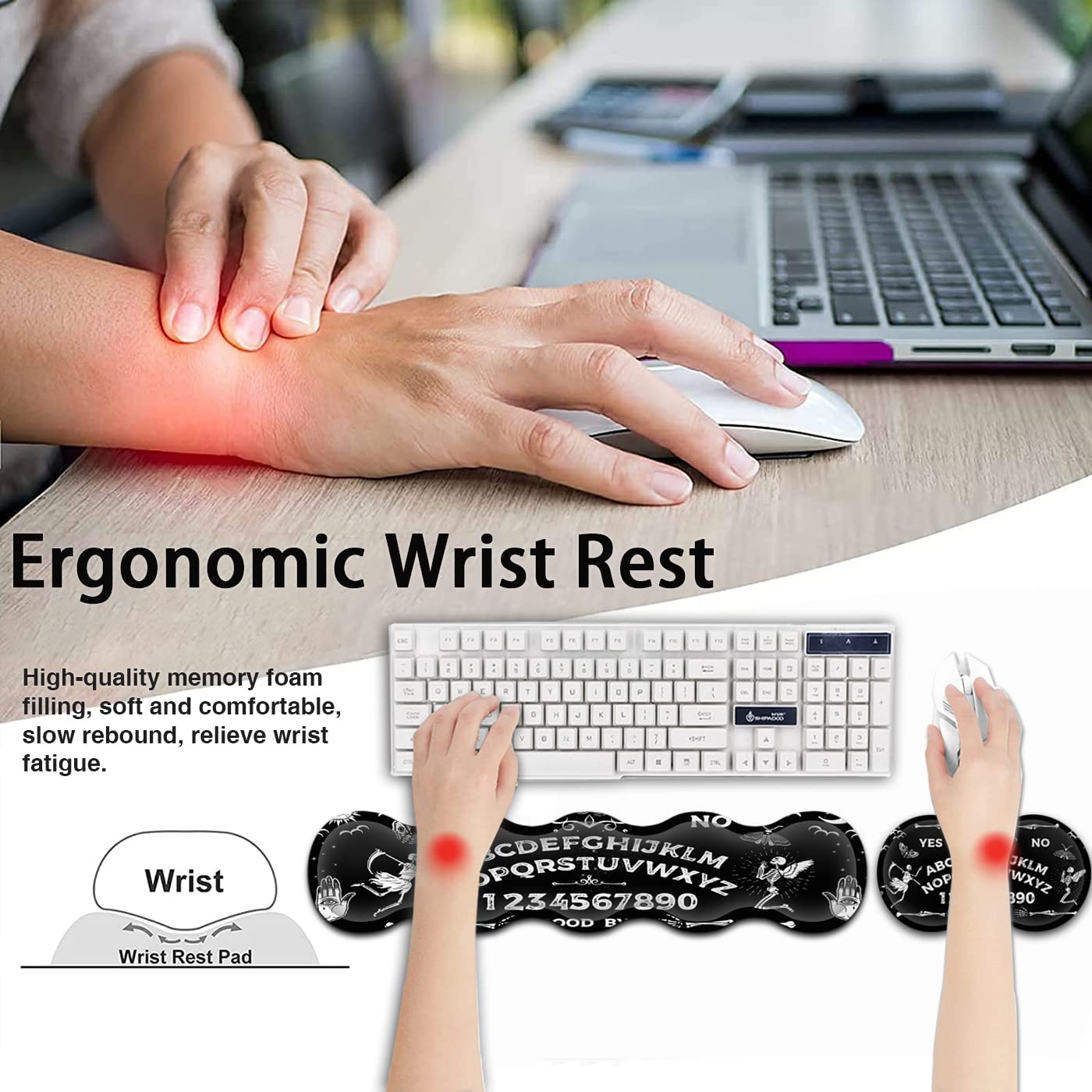 Gaming Mouse Pad & Keyboard Wrist Rest,Large Extended Mouse Pad 31.5X 11.8,Ergonomic Memory Foam