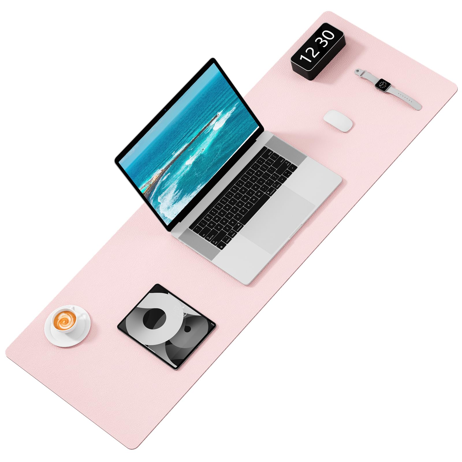 Hsurbtra Desk Pad, 48" x 17" PU Leather Desk Mat, XXXL Extended Mouse Pad, Waterproof Desktop