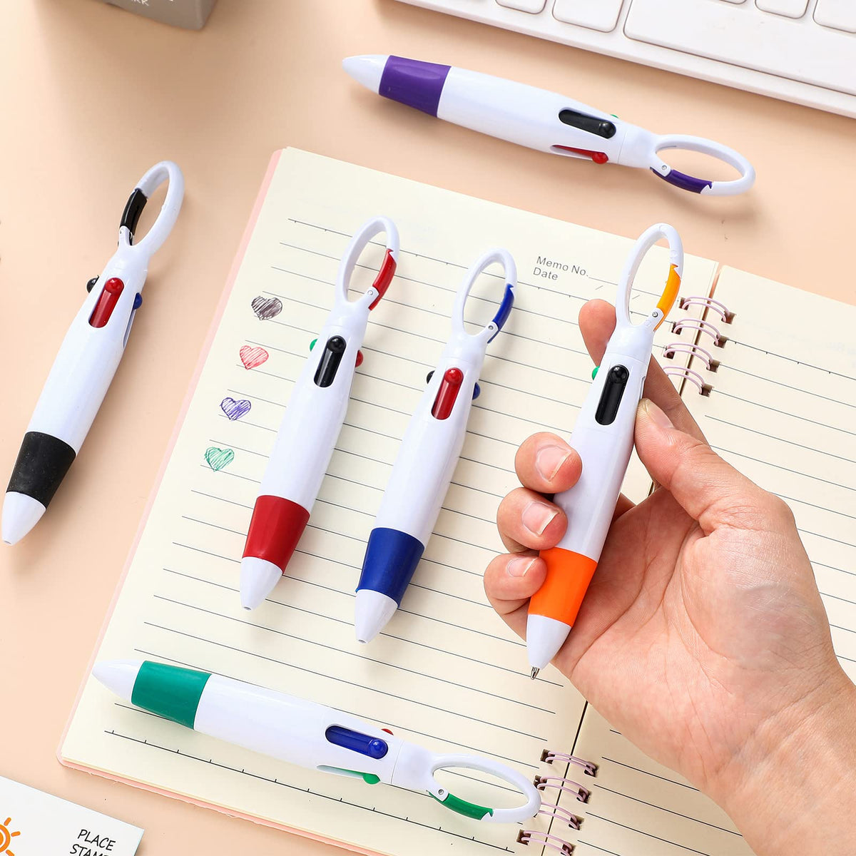 Yinder 60 Pieces Bulk Retractable Shuttle Pens 4-in-1 Multi-Color Ink
