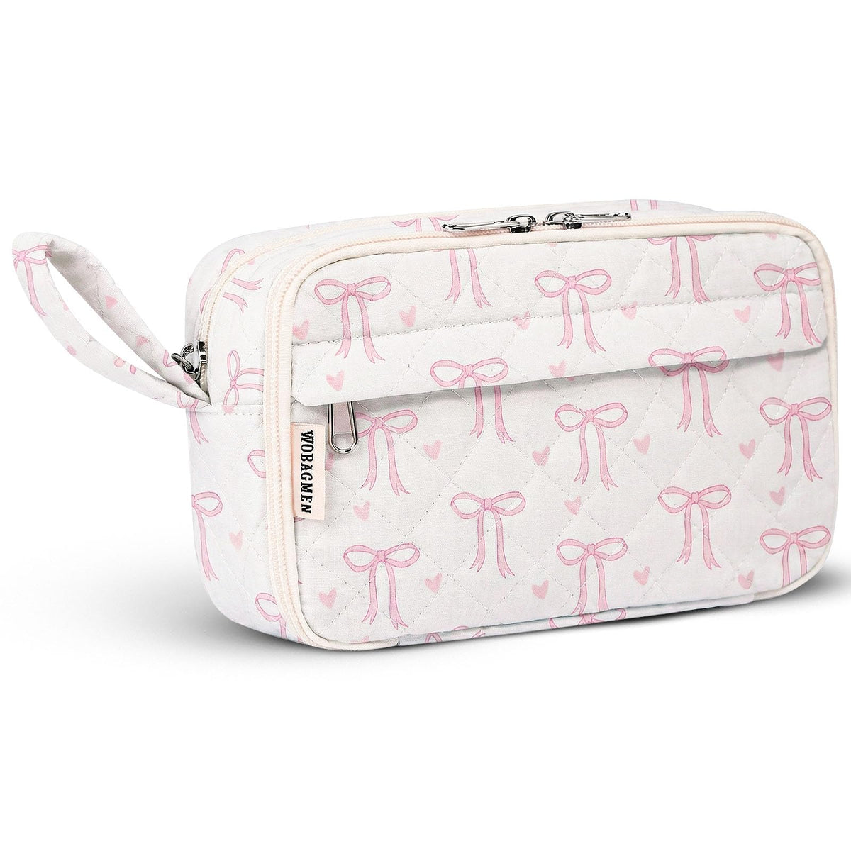 WOBAGMEN Quilted Pencil Pouch for Girls Women, Large Pencil Case Pouch with Compartments Cute