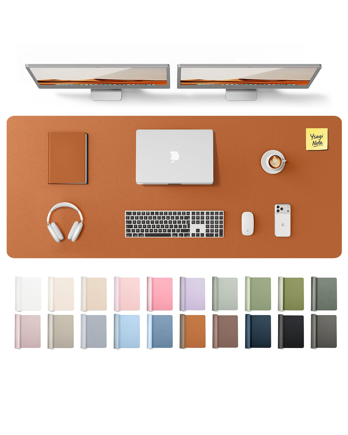 YSAGi Leather Desk Pad Protector, Office Desk Mat, Large Mouse Pad, Non-Slip PU Leather Desk