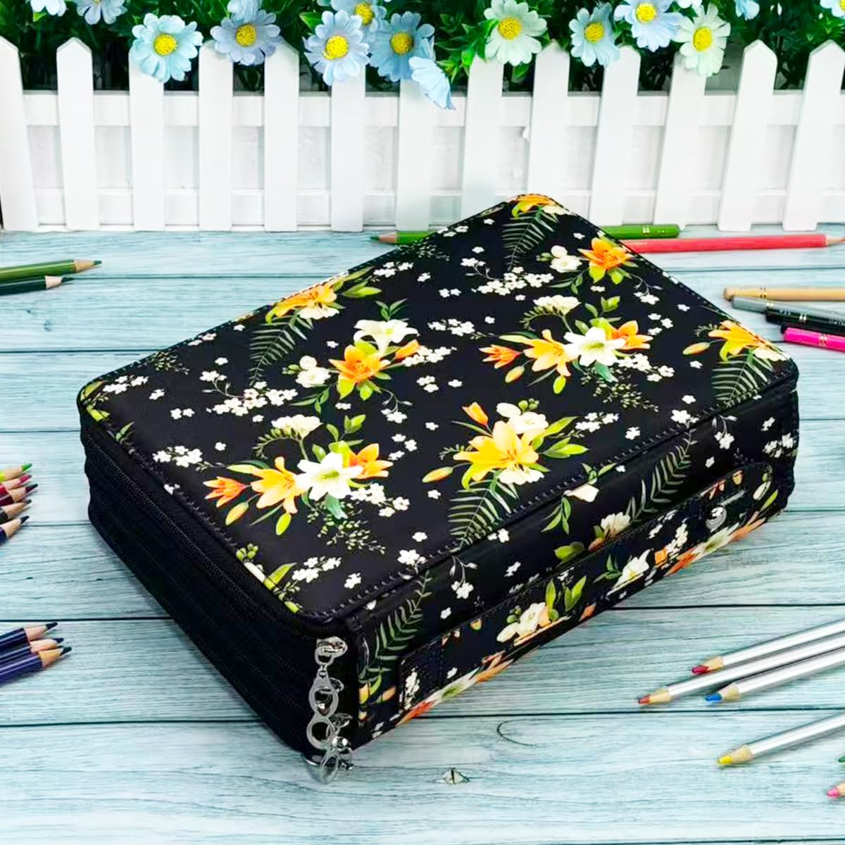 YOUNGCOL 200 Slots Colored Pencil Case Holder Large Capacity Color pencil organizer Storage (Black