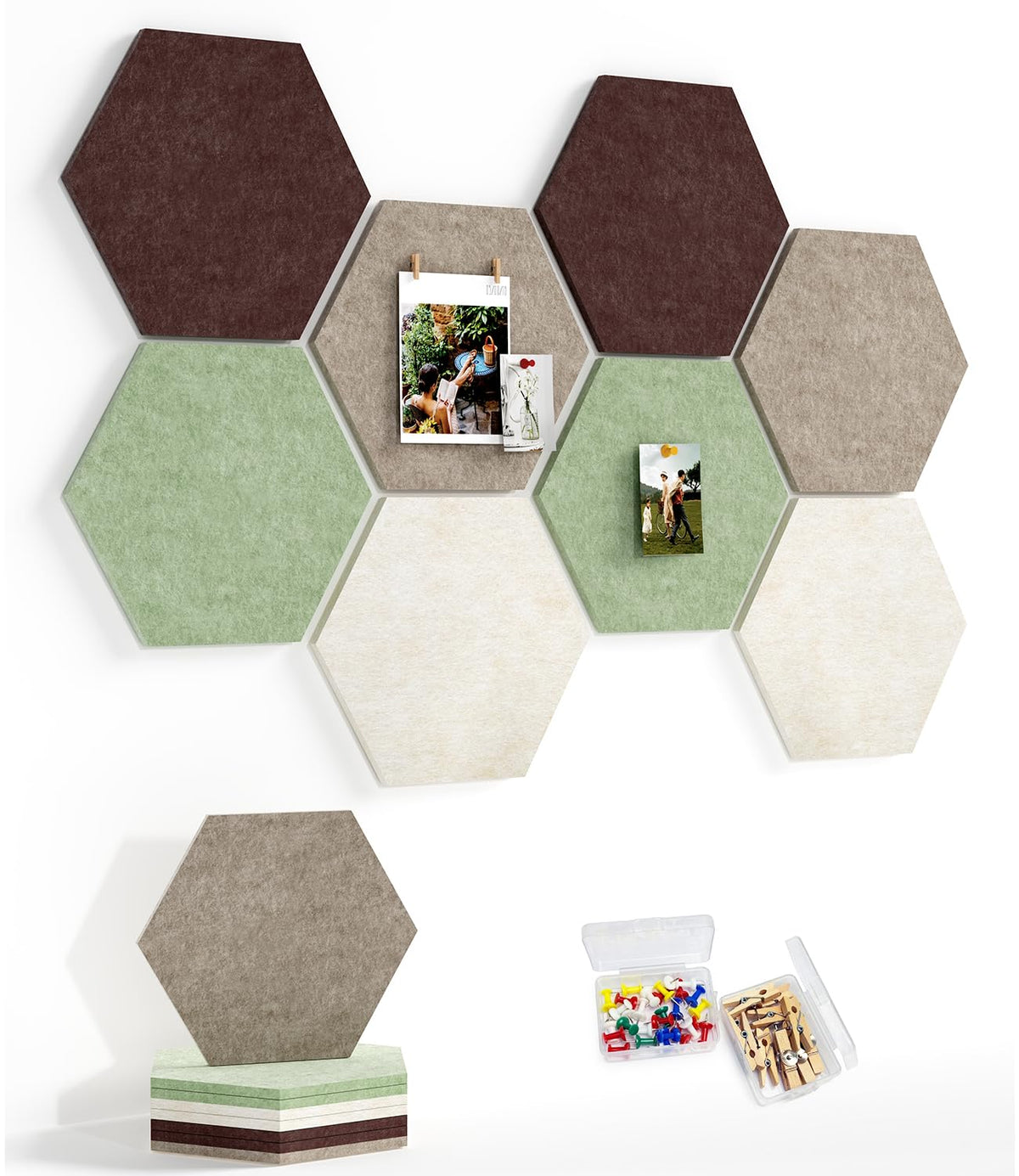 Uoisaiko 8-Pack Hexagon Felt Bulletin Board Tiles, Cork Board Alternative