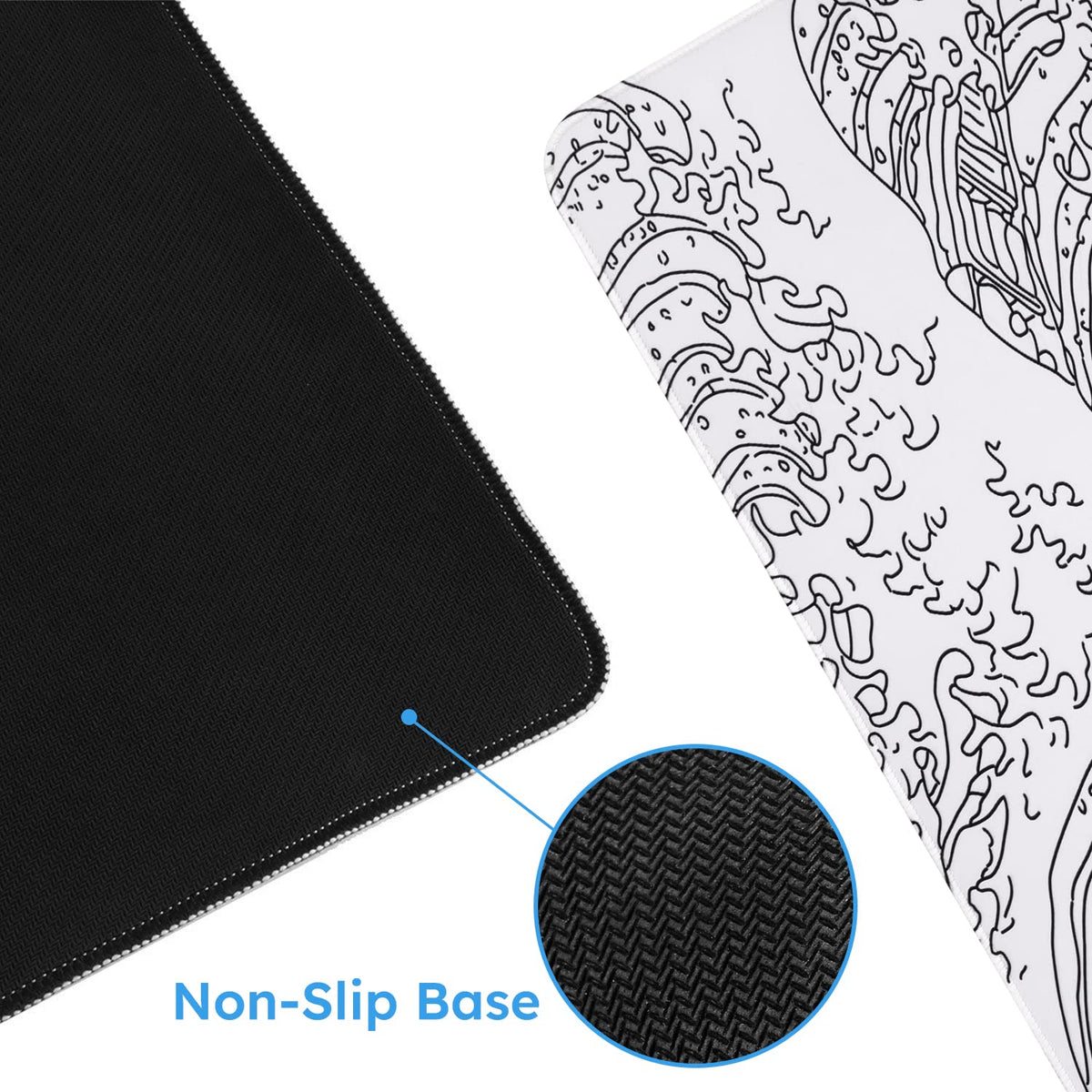 iCasso White Mouse Pad, Extended Gaming Desk Pad 35.4x15.7 in