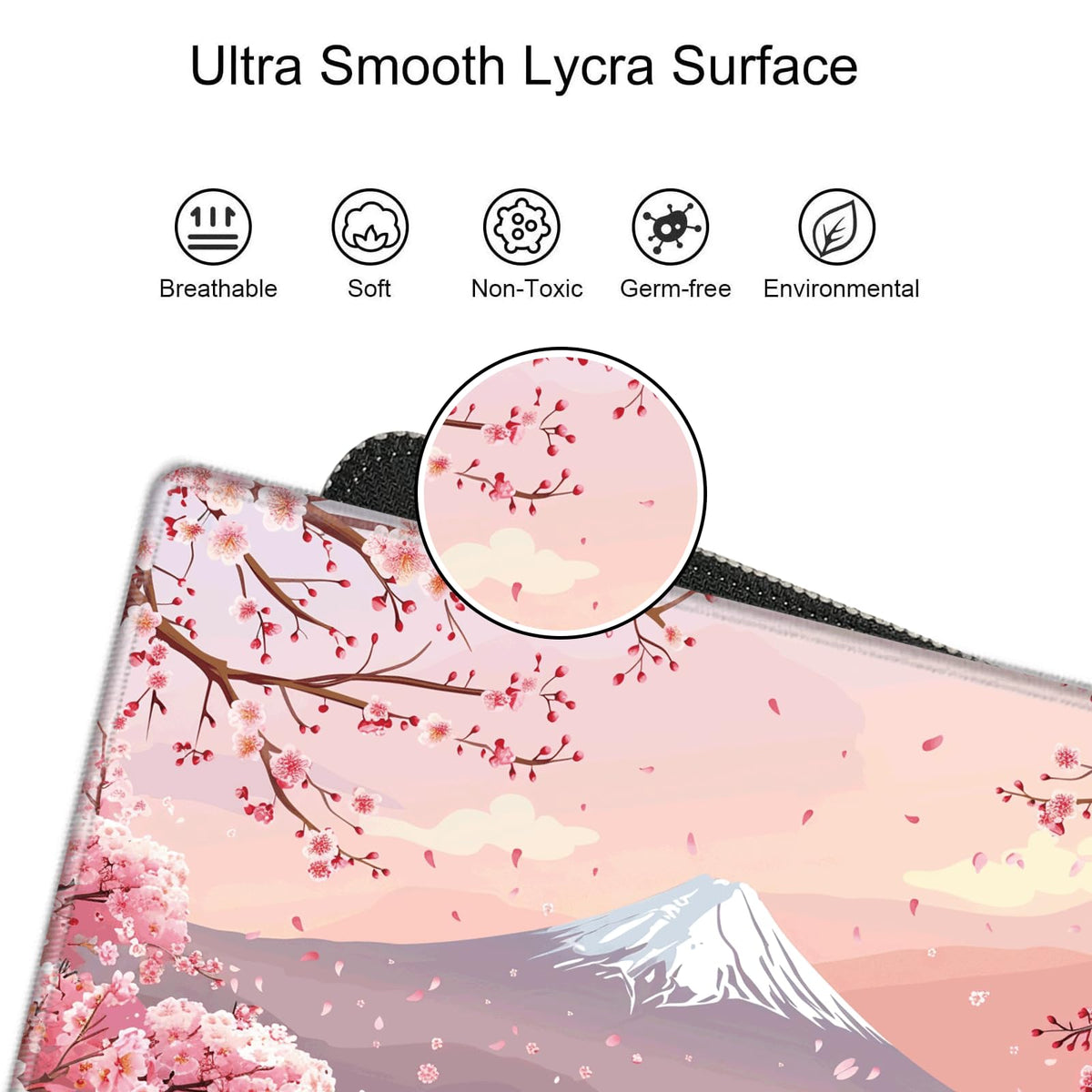 Cherry Blossom Mouse Pad and Keyboard Wrist Rest Japanese Pink Desk Mat Set Gaming Mousepad with