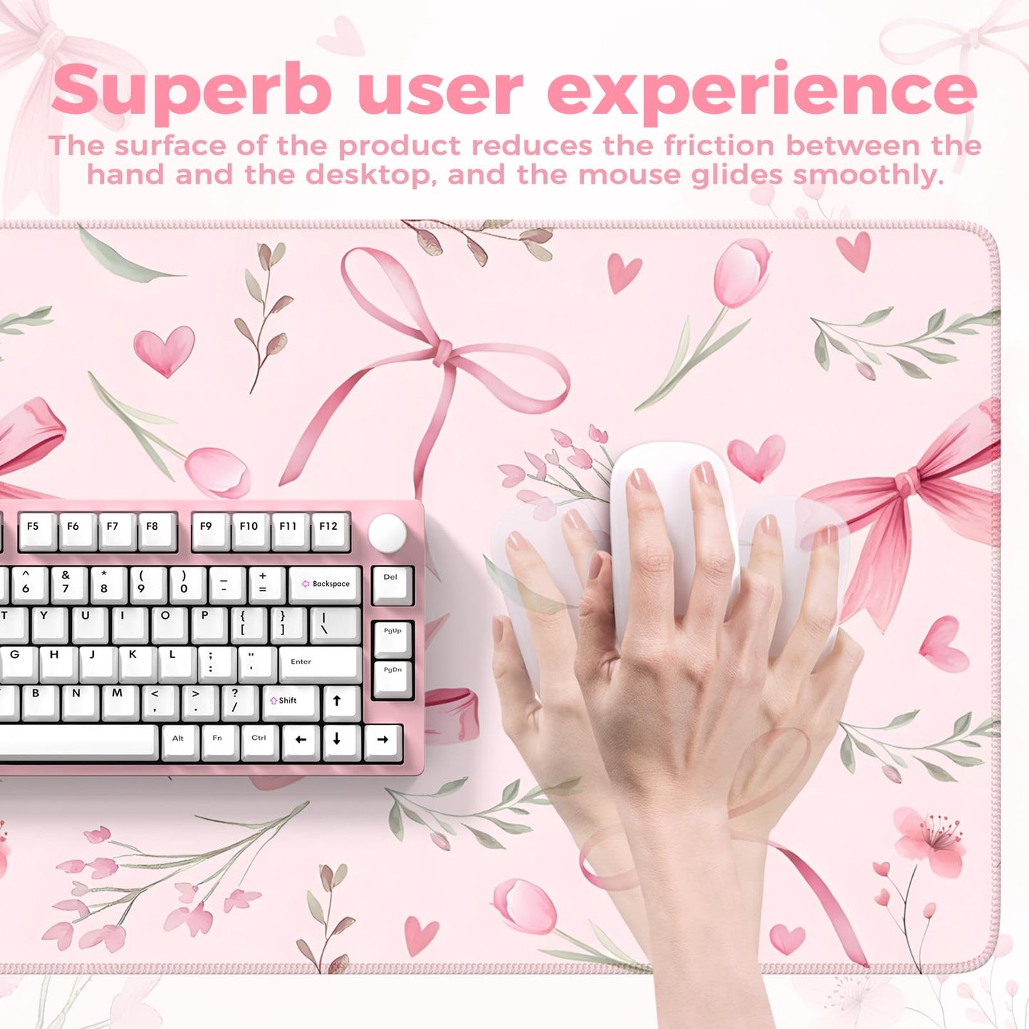 iCasso Pink Desk Mat,Cute Desk Pad for Women
