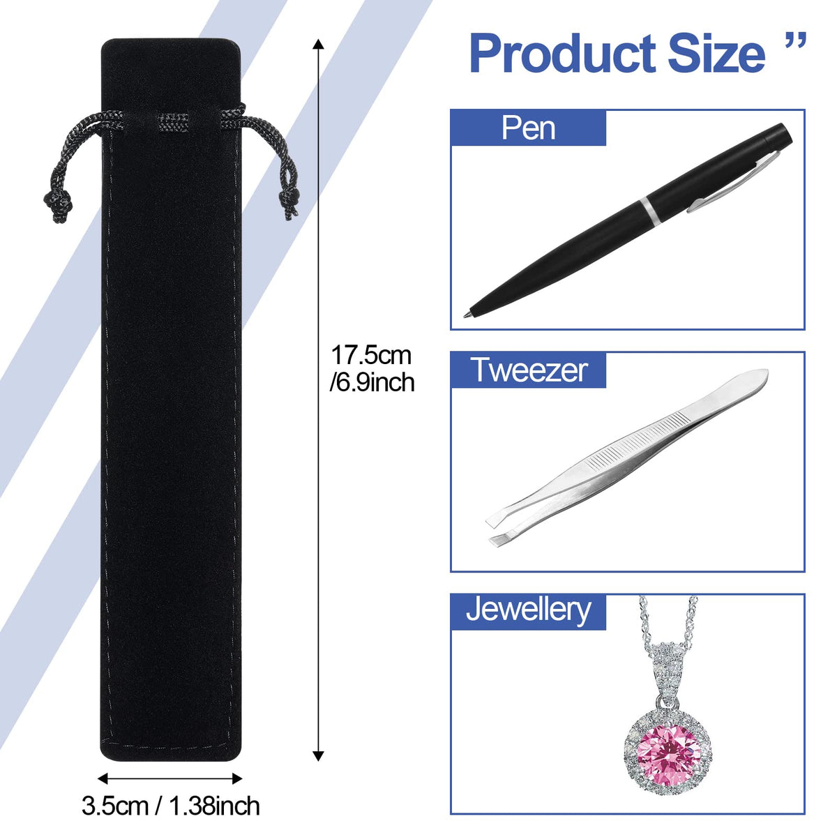 Yexiya 200 Pieces Velvet Pen Pouch with Drawstring Black Pencil Sleeve