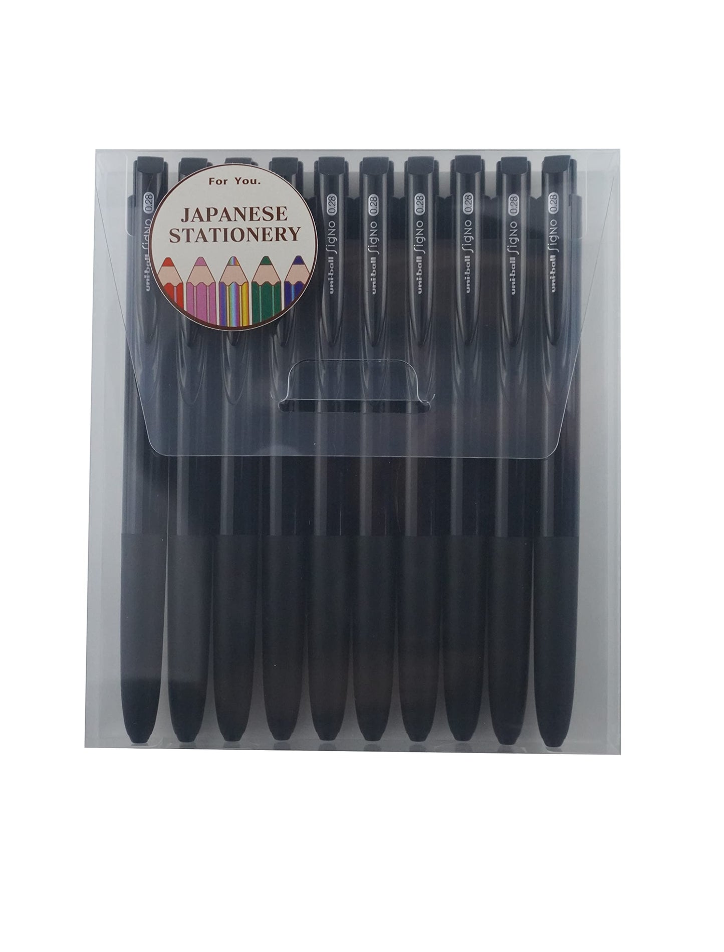 Uni-ball RT1, Retractable Gel Ink Pen,0.28mm, Black Ink,10 Pcs with MIYABI Stationery Store