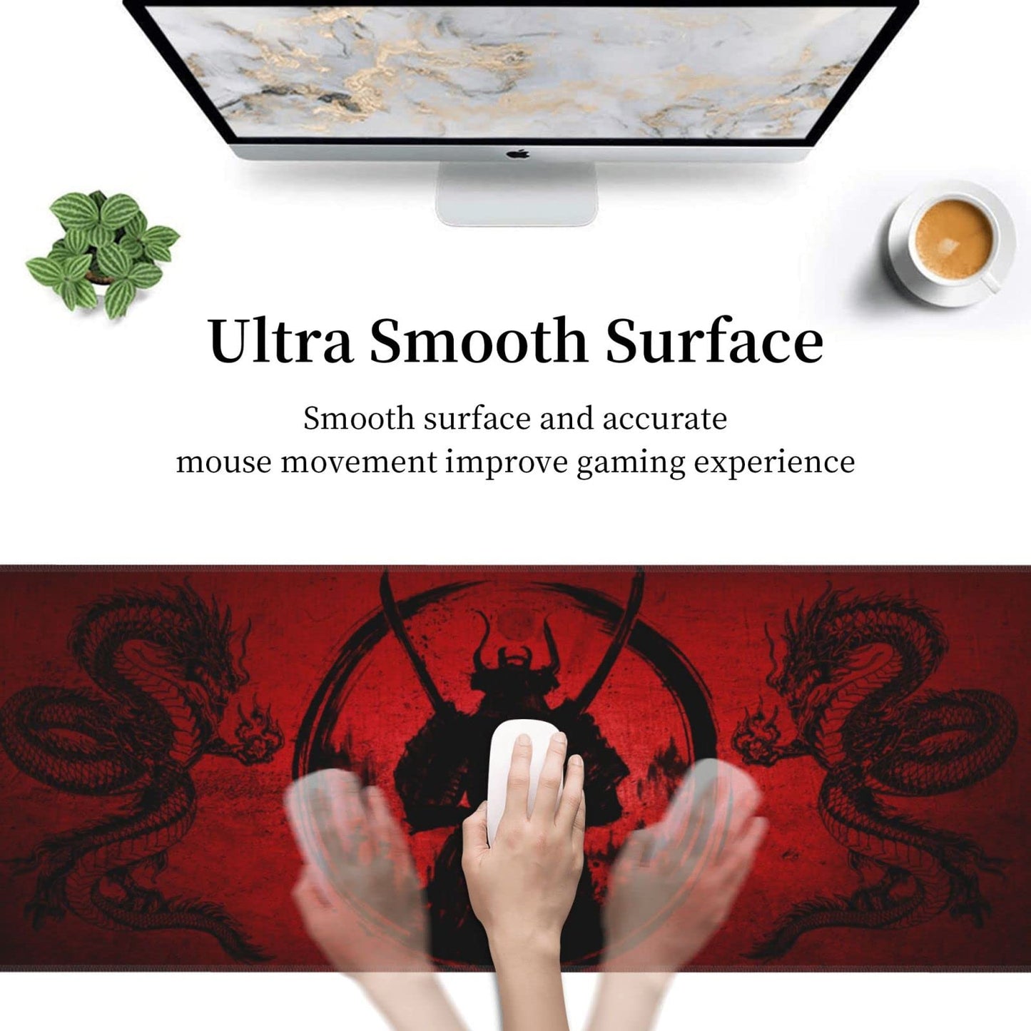 Mouse pad XL Extended Non Slip Rubber Base Stitched Edge 31.5 X 11.8 Inch