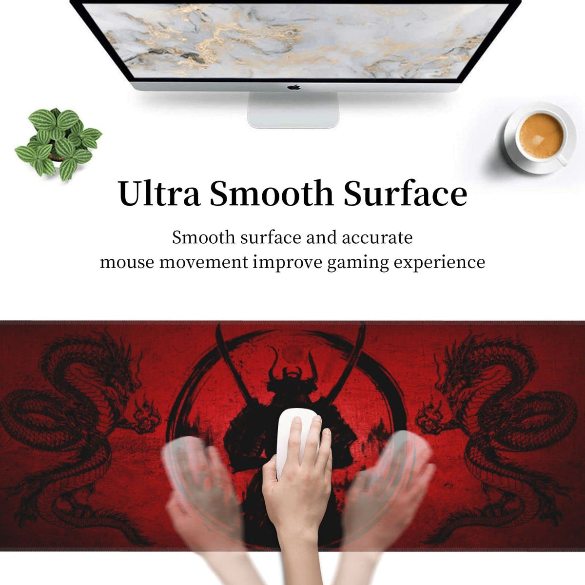 Mouse pad XL Extended Non Slip Rubber Base Stitched Edge 31.5 X 11.8 Inch