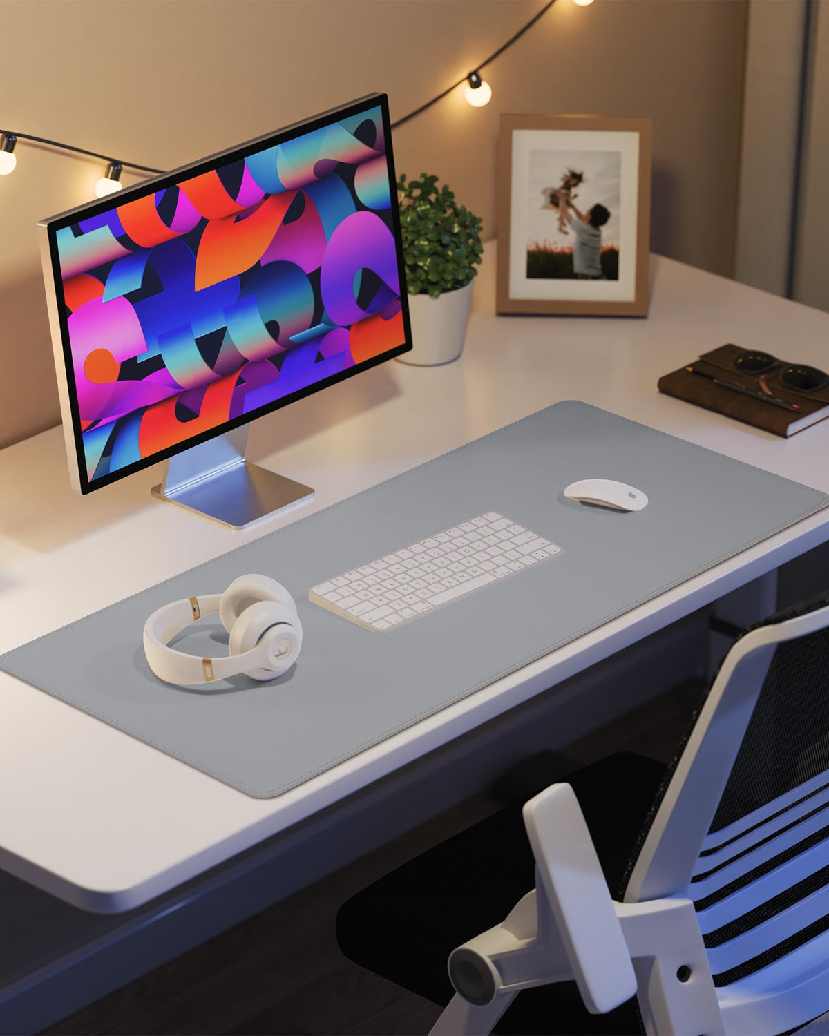 PU Leather Desk Blotter Mat, Large Mouse Pad, Non-Slip & Waterproof Desk Cover for Office and Home