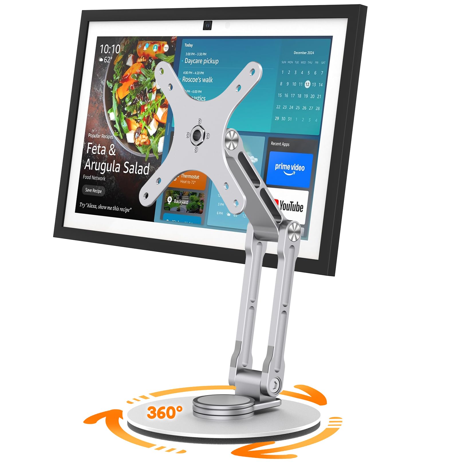 YCNEW Swivel and Tilt Stand for Echo Show 15 (Gen 1, Gen 2), Portable Monitor Stand, Adjustable