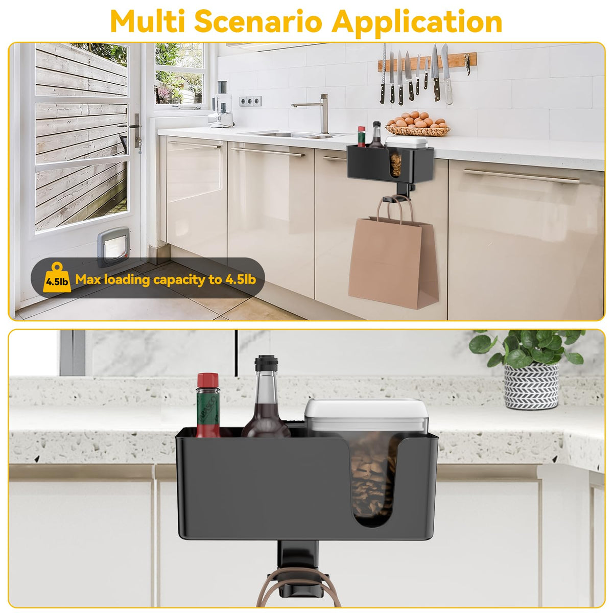 KDD 4 in 1 Desk Cup Holder - Clamp on Under Desk Headphone Hanger - Rotating Headphone Holder