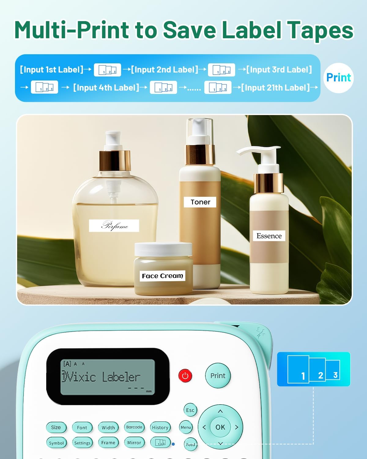 Vixic Label Makers, Label Maker with Different Fonts, D210S Labeler Machine