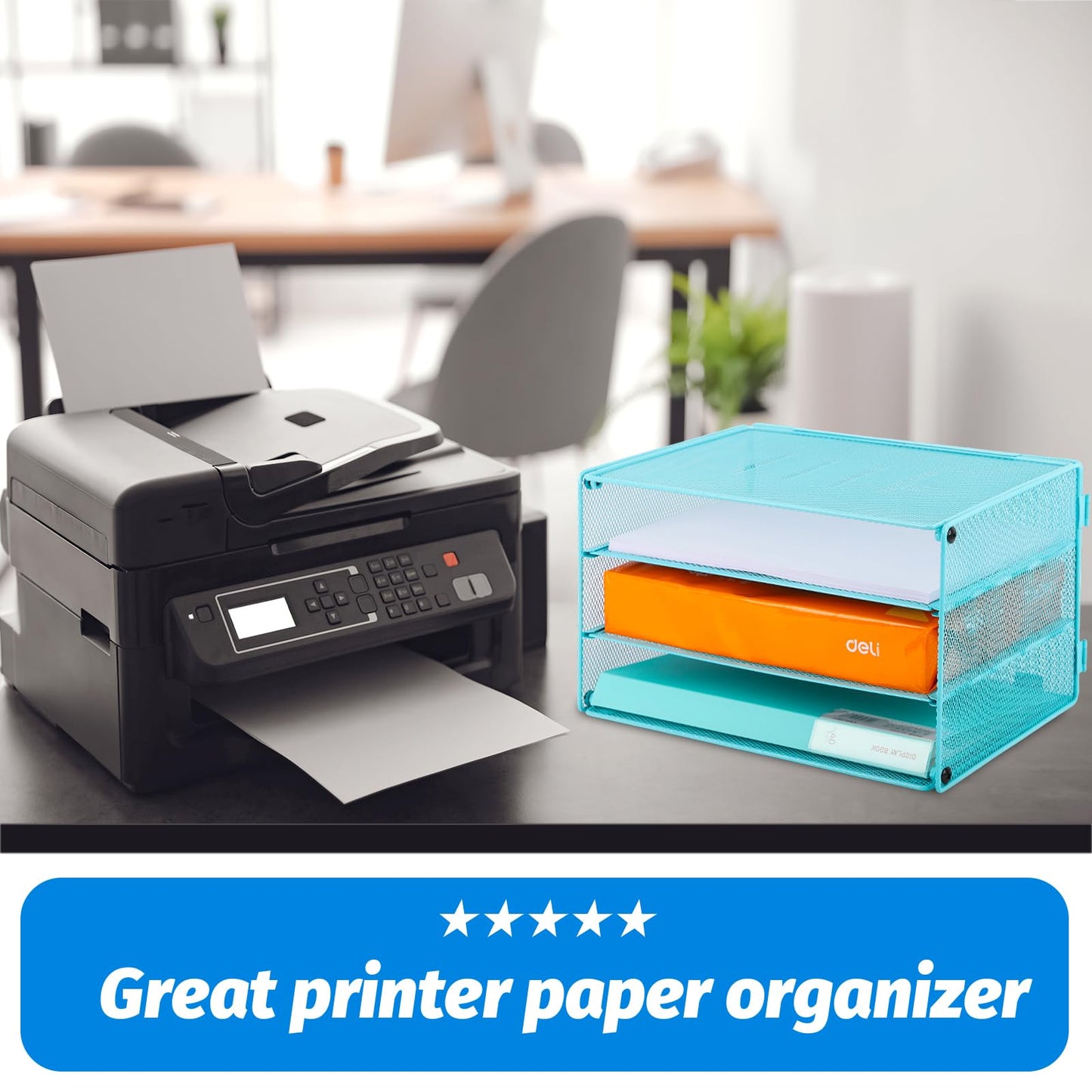 EASEPRES Paper Organizer Tray, 3 Tier Mesh Desk File Organizer Letter Sorter Holder for Home