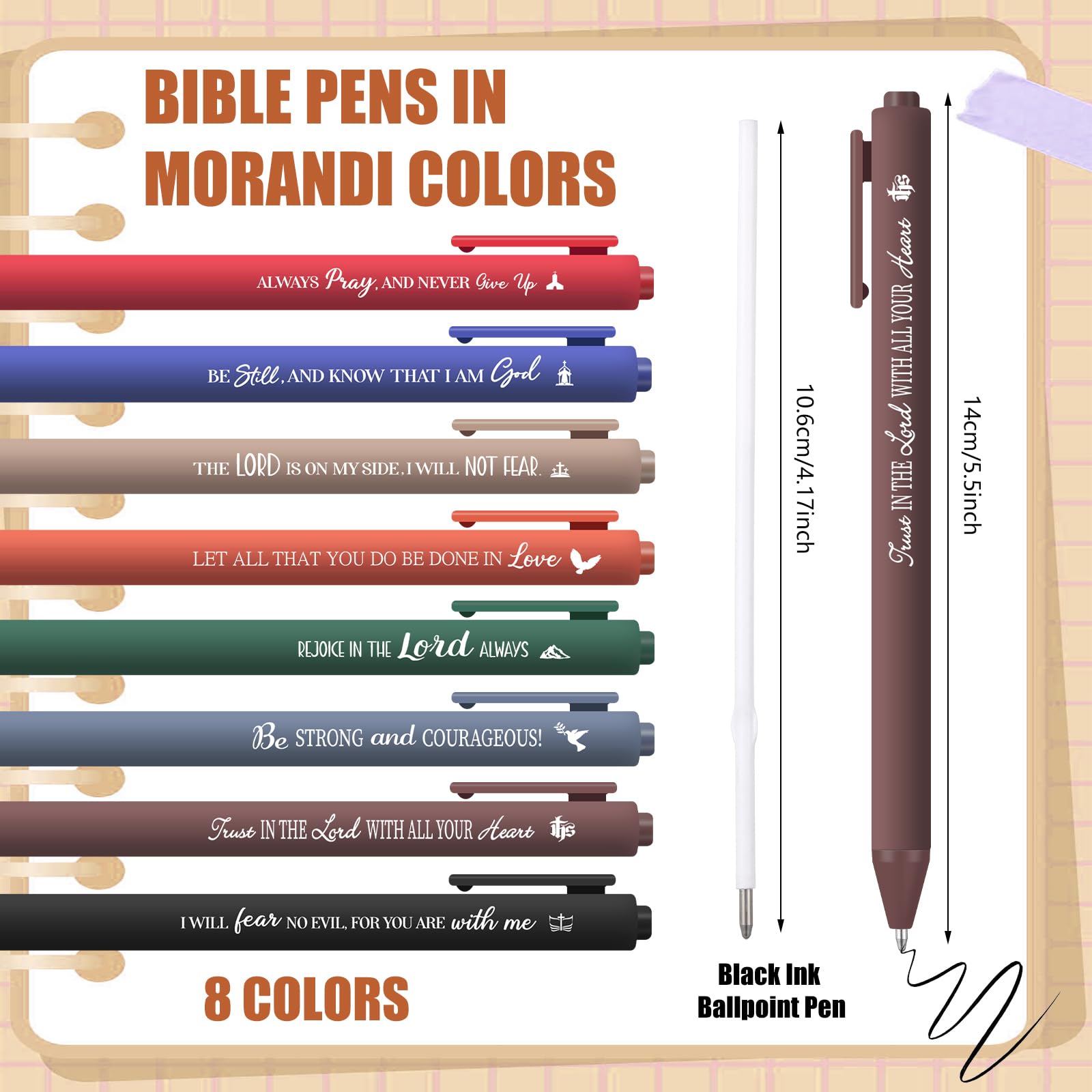 Sayglossy 80 Pcs Bible Verse Pens Christian Ballpoint Pens Inspirational Quotes Writing Tool Small