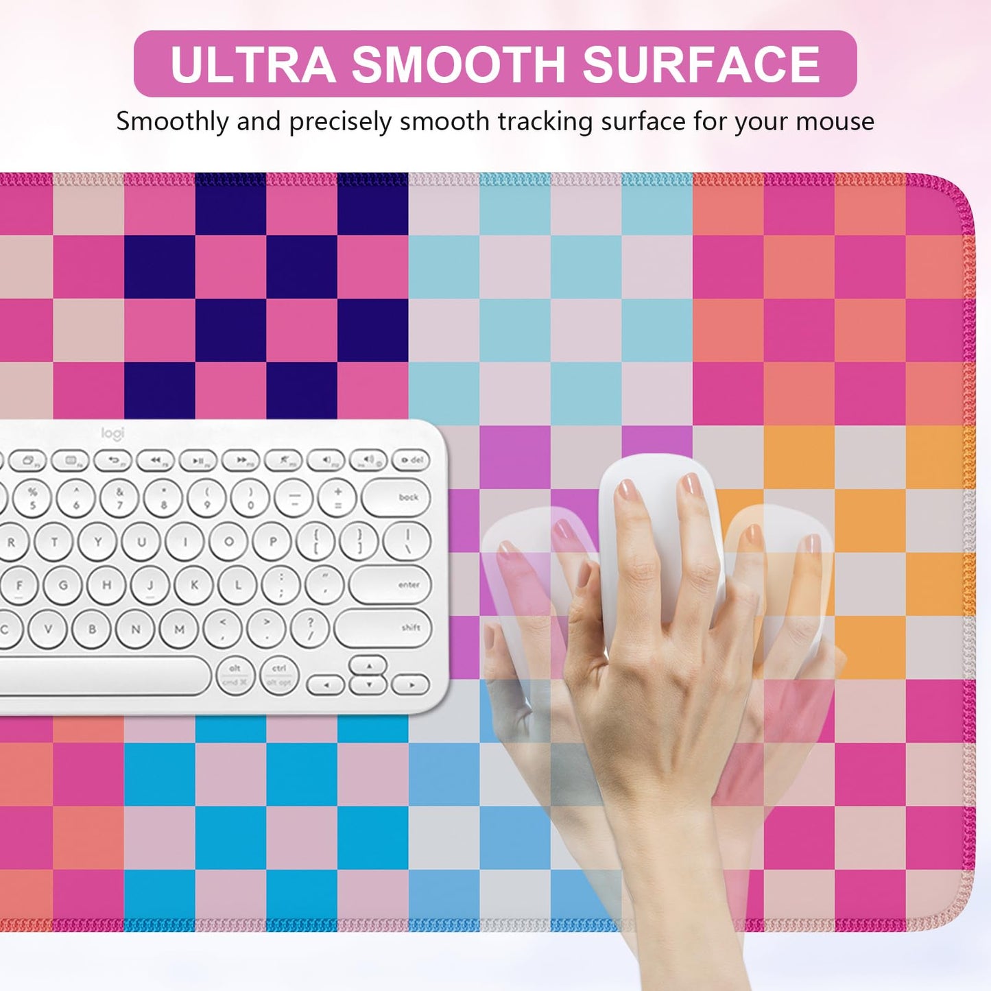 iCasso Desk Matt for Desktop, Cute Desk Pad Mat, Colour Checkered