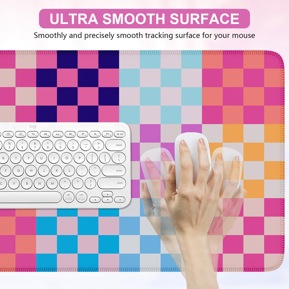 iCasso Desk Matt for Desktop, Cute Desk Pad Mat, Colour Checkered