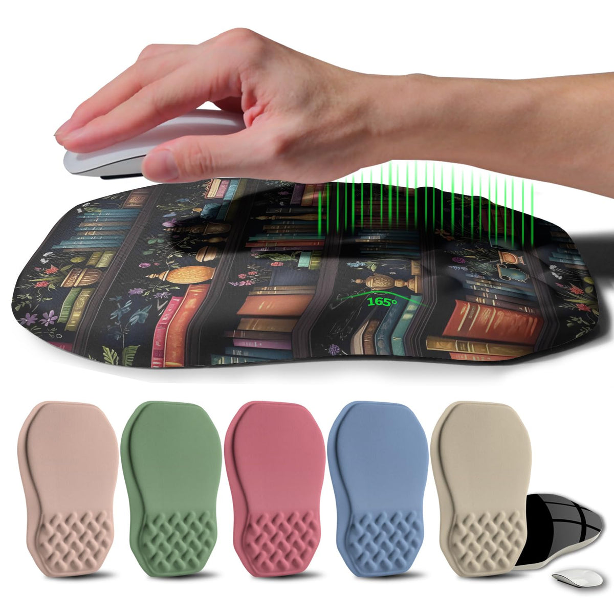 Gleamtide Ergonomic Raised Mouse Pad Wrist Support with Bilateral Slope Memory Foam Mousepad for