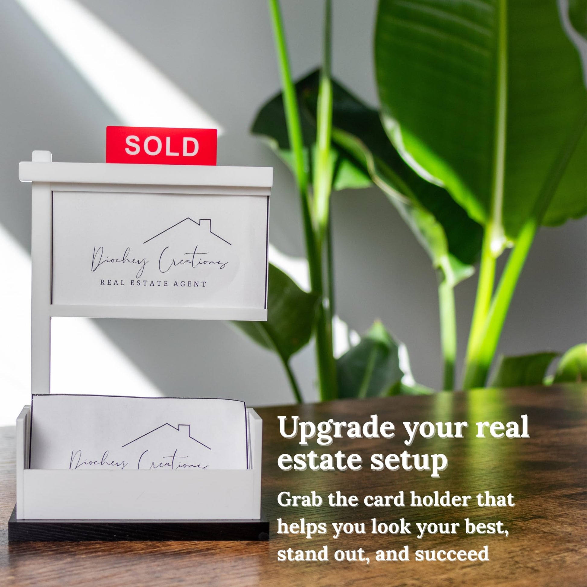 Diochey Creations Real Estate Business Card Holder For Realtor Gifts | Real Estate Agent Supplies
