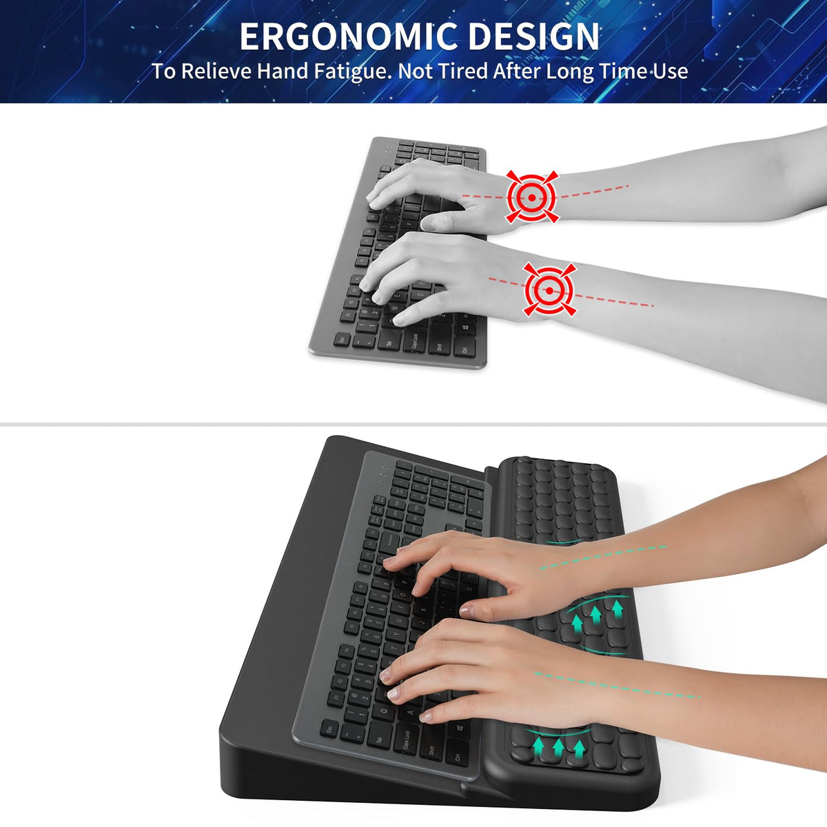 Wrist Rest for Computer Keyboard, Keyboard Wrist Rest, Ergonomic Keyboards Holder for Easy Typing