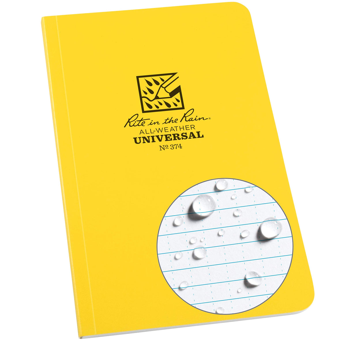 Rite in the Rain Weatherproof Soft Cover Notebook, 4.625" x 7.25", Yellow Cover, Universal Pattern