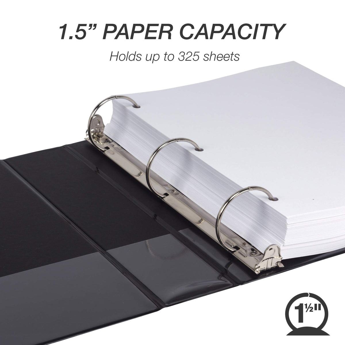 Samsill 12 Pack Durable 1.5 Inch 3 Ring Binders, Round Ring, Clear View Cover for Presentations