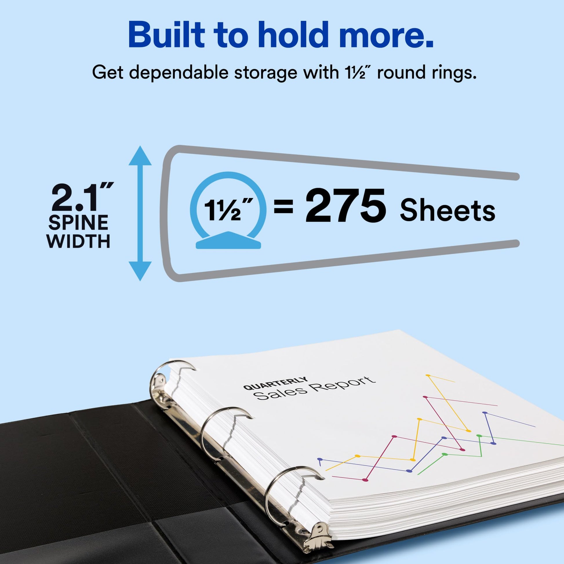 Avery Standard View 3 Ring Binders, 1.5" Round Rings, 275-Sheet Capacity, 2.1 Inch Wide Spine
